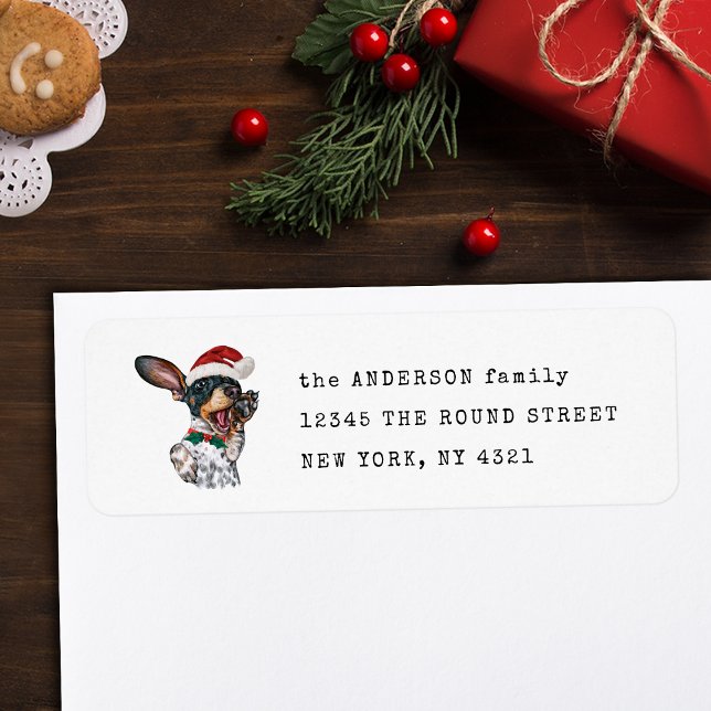 Black Tan Piebald Dachshund Dog Return Address (Creator Uploaded)