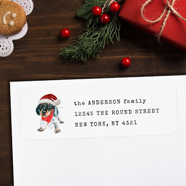 Black Tan Piebald Dachshund Puppy Return Address (Creator Uploaded)