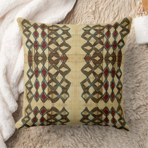 black tan red Tribal African Mud cloth Throw Pillow