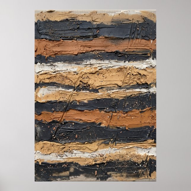 Black Tan Textured Stripe Poster (Front)