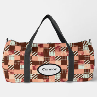 Black Tan White Modern Geometric Abstract Duffle Bag