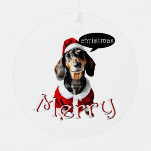 Black Tandan Modachshund Dog Face Santa Dachshund Metal Ornament
