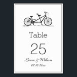 Black Tandem Bike Wedding Table Number Cards<br><div class="desc">Modern and elegant design printed Black Tandem Bike Wedding table numbers that can be customized with your text and add each table number card to your cart, one by one. Please click the "Customize it" button and use our design tool to modify this template. Check out the Graphic Art Design...</div>
