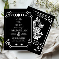 black tarot Goth save the date wedding Invitation