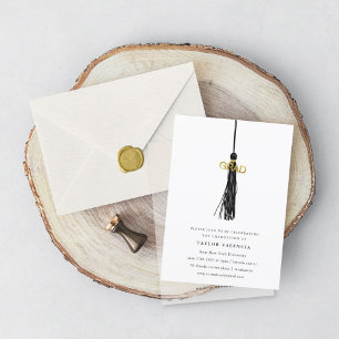 Black Tassel Graduation Party Photo Custom Invitation