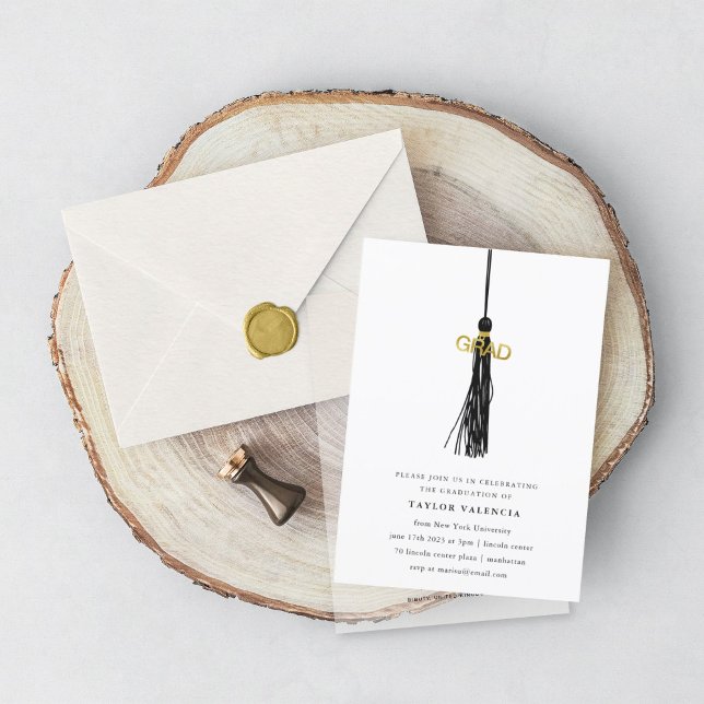 Black Tassel Graduation Party Photo Custom Invitation (Creator Uploaded)