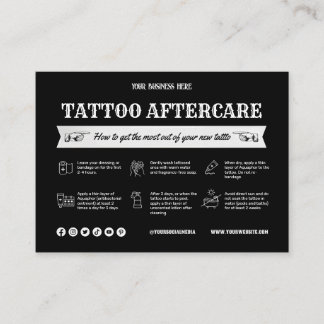 Black Tattoo Aftercare Card Template with Icon