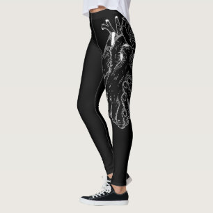 Black Tattoo Modern Sketch Sport Gym Leggings
