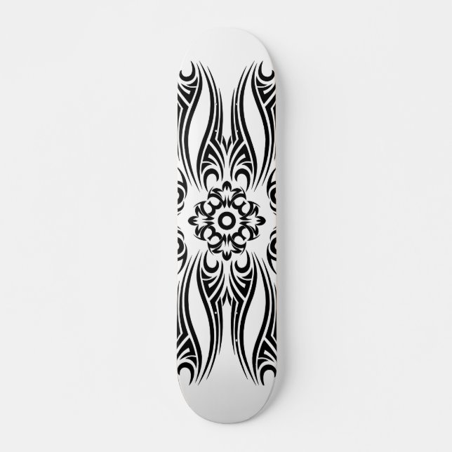 Black Tattoo Tribal 1 Skateboard (Front)