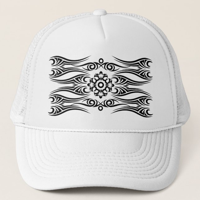 Black Tattoo Tribal 1 Trucker Hat (Front)