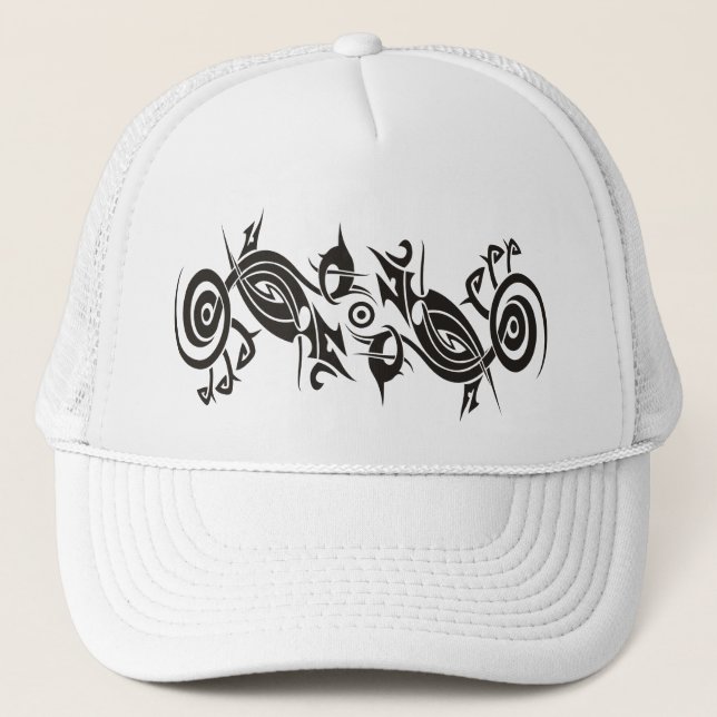 Black Tattoo Tribal 2 Trucker Hat (Front)