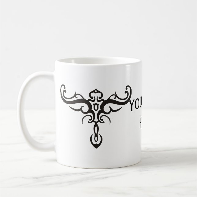 BLACK TATTOO TRIBAL III + your idea Coffee Mug (Left)