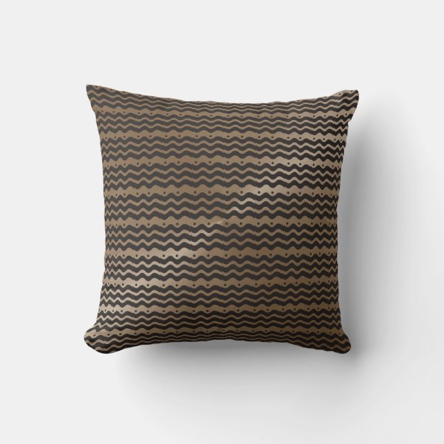 Black Taupe Chevron Modern Pattern Throw Pillow (Front)