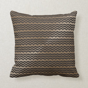 Black Taupe Chevron Modern Pattern Throw Pillow