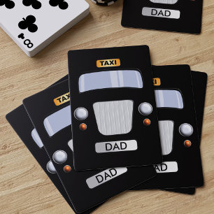 Black Taxi Cab Cartoon Personalized Poker Cards