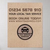 Black Taxi Cab Logo, Kraft Paper Effect Advert