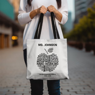 Black Teacher Appreciation Typograhy Apple Tote Bag