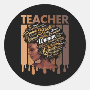 Black Teacher Magic Black History Education Melani Classic Round Sticker