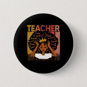 Black Teacher Magic Black History Month Afro Hair 2 Inch Round Button