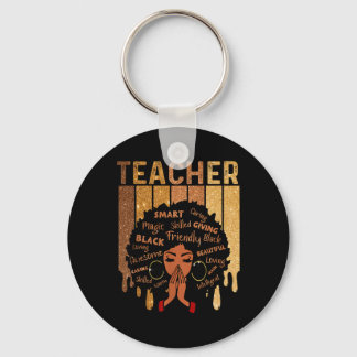 Black Teacher Magic Black History Month Afro Hair  Keychain