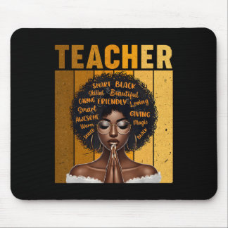 Black Teacher Magic Black History Month Afro Hair Mouse Pad