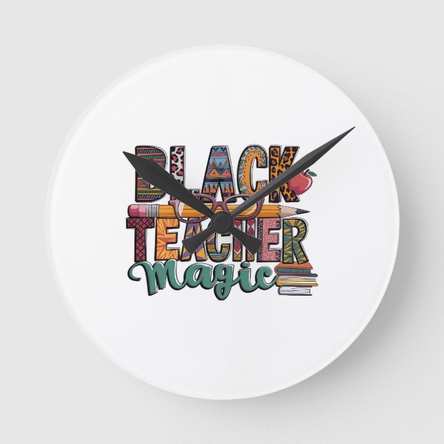  Black TEACHER Magic Clocks Design: (Front)