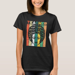 Black Teacher Magic Melanin Hearts Black History M T-Shirt