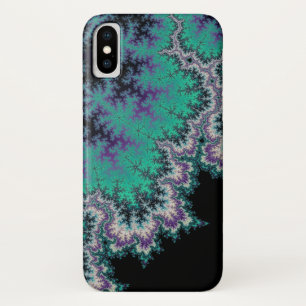 Black, Teal and Purple Fractal iPhone X Case