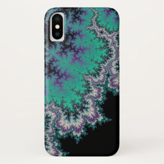 Black, Teal and Purple Fractal iPhone X Case