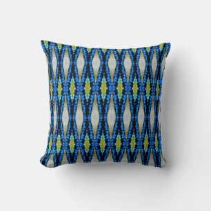 Black, teal blue green  dragonfly abstract pattern throw pillow