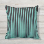 Black Teal Blue Stripes Patterns Ombre Colours Outdoor Pillow<br><div class="desc">Designed with cool & stylish stripes patterns in ombre black and teal blue background. You may change the colours as you wish! Makes a great gift for home decor.</div>