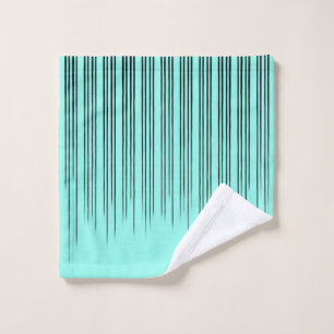 Black/Teal Blue Stylish Stripe Pattern Wash Cloth
