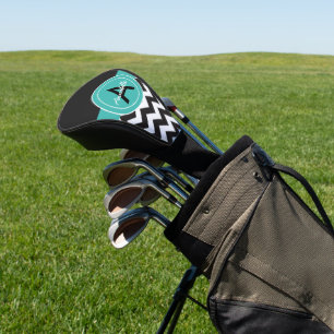 Black Teal Chevron Golf Head Cover
