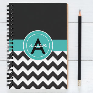 Black Teal Chevron Notebook