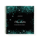 Black teal glitter green monogram initials 2022