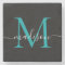 Black Teal Green Monogram Feminine Script Name