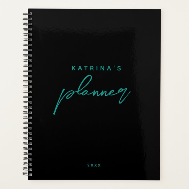 Black & Teal Minimalist Appointment Diary Planner (Front)