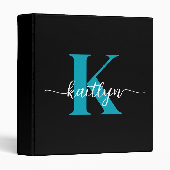 Black Teal Monogram Binder (Front/Spine)