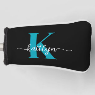 Black Teal Monogram Golf Head Cover