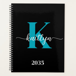 Black Teal Monogram Planner