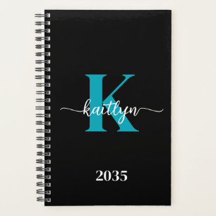 Black Teal Monogram Planner