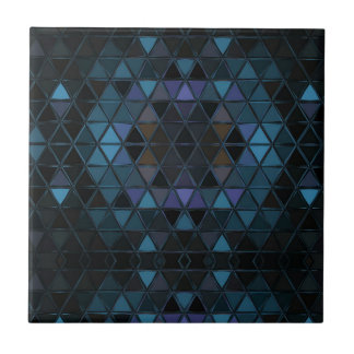 Black & Teal Mosaic Southwest Boho Stained Glass Tile