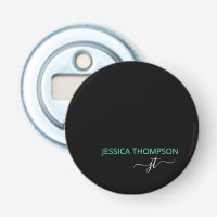 Black Teal Personalized Modern Monogram Name