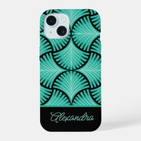 Black Teal Retro 1920s Gatsby Palms Script Name
