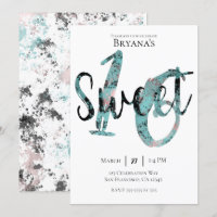 Black Teal Rose Gold Pink Sweet 16 Birthday Party