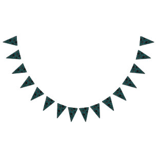 Black Teal Rose Gothic Elegant Wedding Bunting Flags