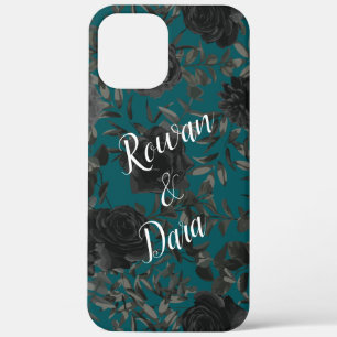 Black Teal Rose Gothic Elegant Wedding iPhone 12 Pro Max Case