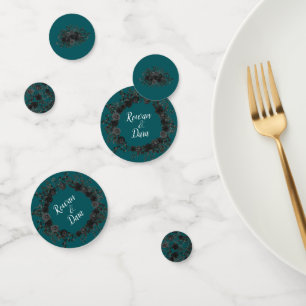 Black Teal Rose Gothic Elegant Wedding Confetti