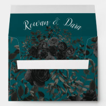 Black Teal Rose Gothic Elegant Wedding