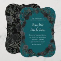 Black Teal Rose Gothic Elegant Wedding